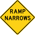 Ramp narrows road sign (MUTCD W5-4)