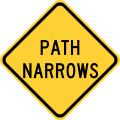 Path narrows road sign (MUTCD W5-4a)