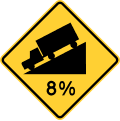 Steep grade/hill percentage road sign (MUTCD W7-1a)
