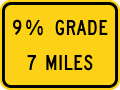 (percent) grade (distance) miles ahead road sign (MUTCD W7-3bP)