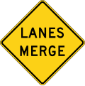 Lanes Merge road sign (MUTCD W9-4)
