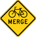 Bicycles Merging road sign (MUTCD W9-5a)